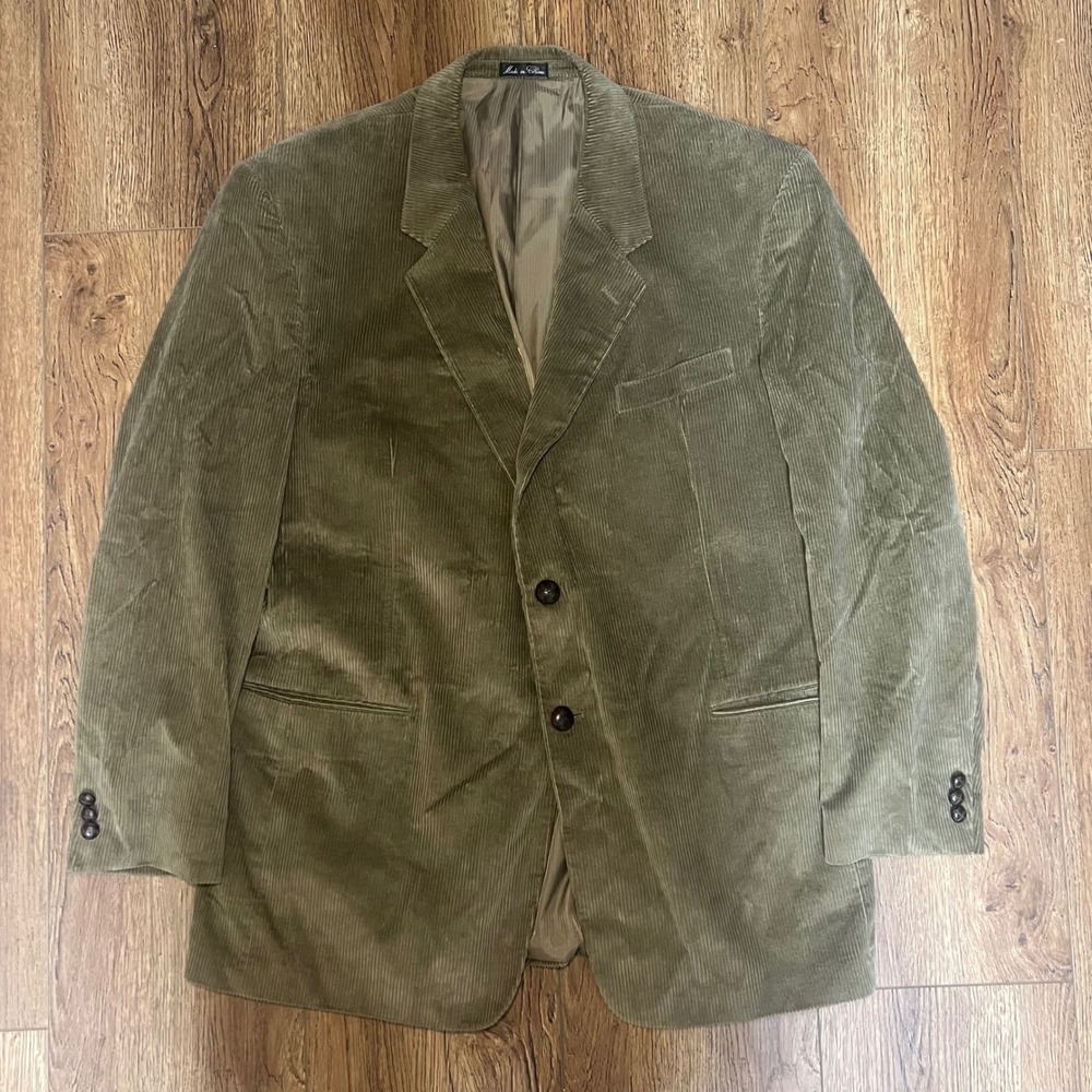 VTG Calvin‎ Sport Coat 46L Tan Brown Corduroy Blazer Classic 100% Cotton y2k